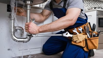 Technician using electronic equipment to detect a plumbing leak in Wheat Ridge